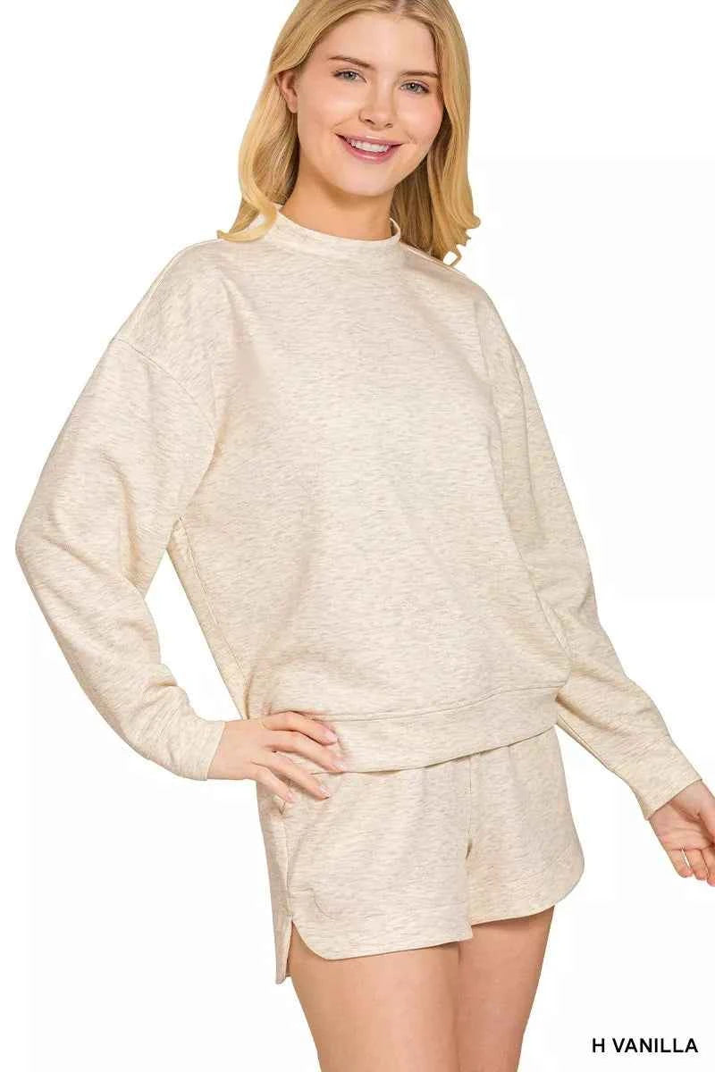 Zenana Scuba Long Sleeve Sweatshirt and Shorts Set 0e3522ccc481473b8684bdbd0a95f3d7-Max-Origin