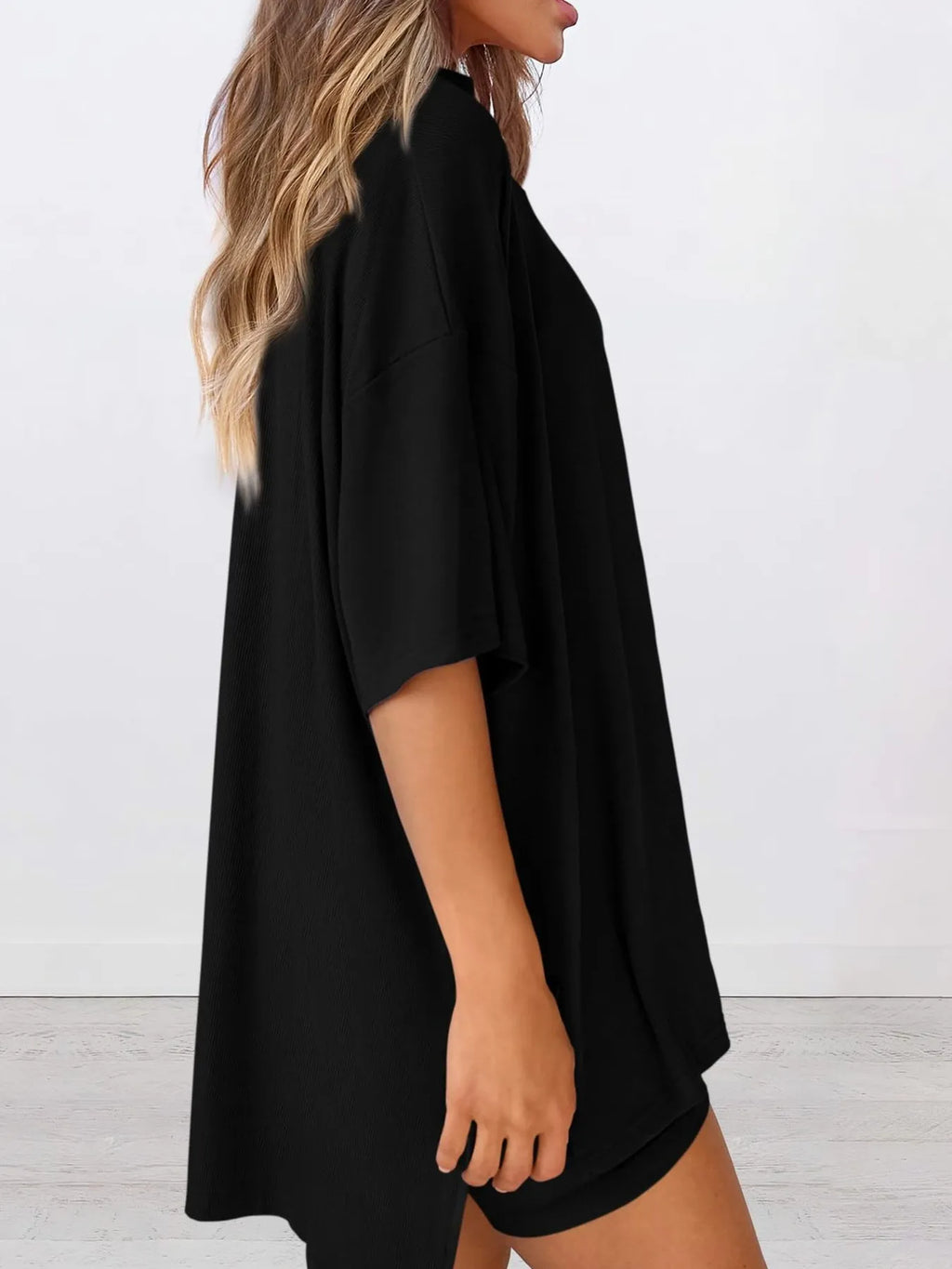 Full Size Oversized Slit Round Neck Top and Shorts Lounge Set Plus Size 0e39159443f44bd59392c4a722d66cbf-Max-Origin