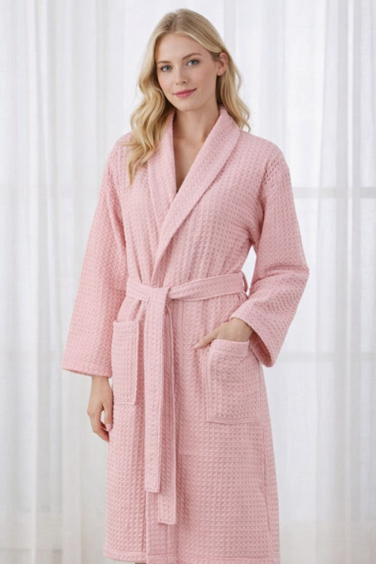 Cotton Waffle Bathrobe, Unisex Knee Length Spa, Hotel 0e41b0c4-abfc-4c40-99ff-c1fe41ff7480