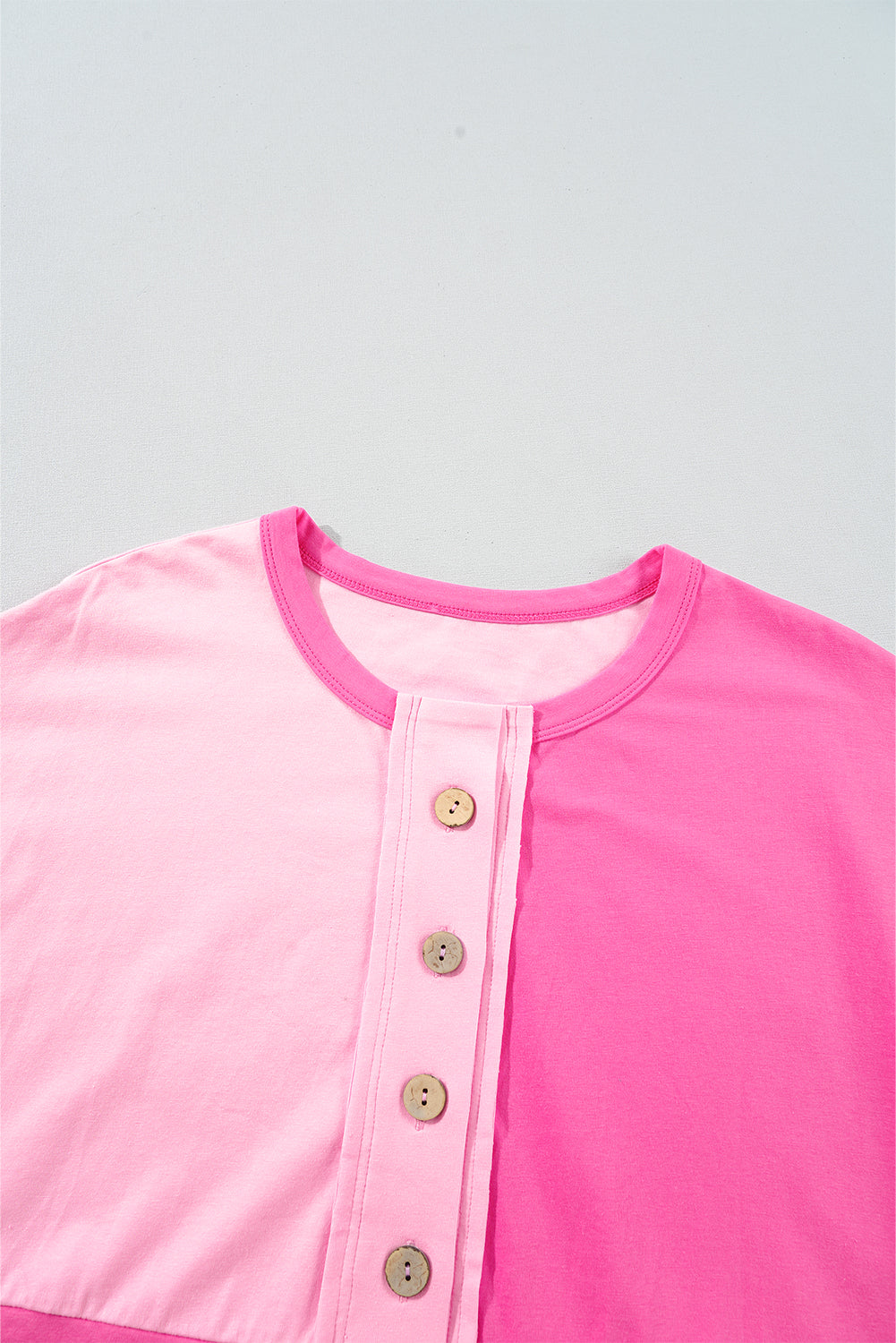 Mint Green Colorblock Half Buttons Henley T Shirt 0e4835656d4b2749