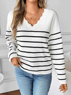Striped V-Neck Long Sleeve Sweater 0e4d99622dd74cd291e6233ece0445cb-Max-Origin