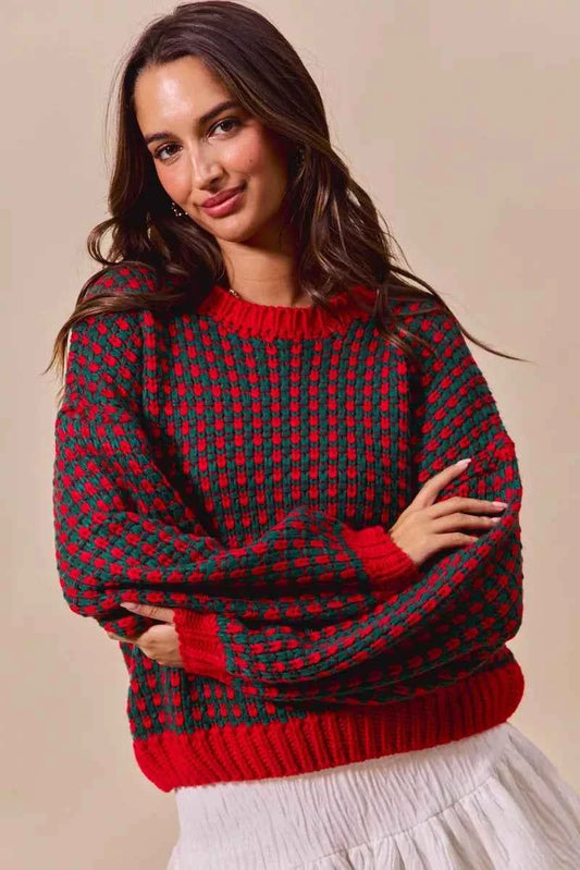 SO ME Textured Two Tone Sweater 0e570adc-9104-49dc-a898-be555f334efc-Max-Origin