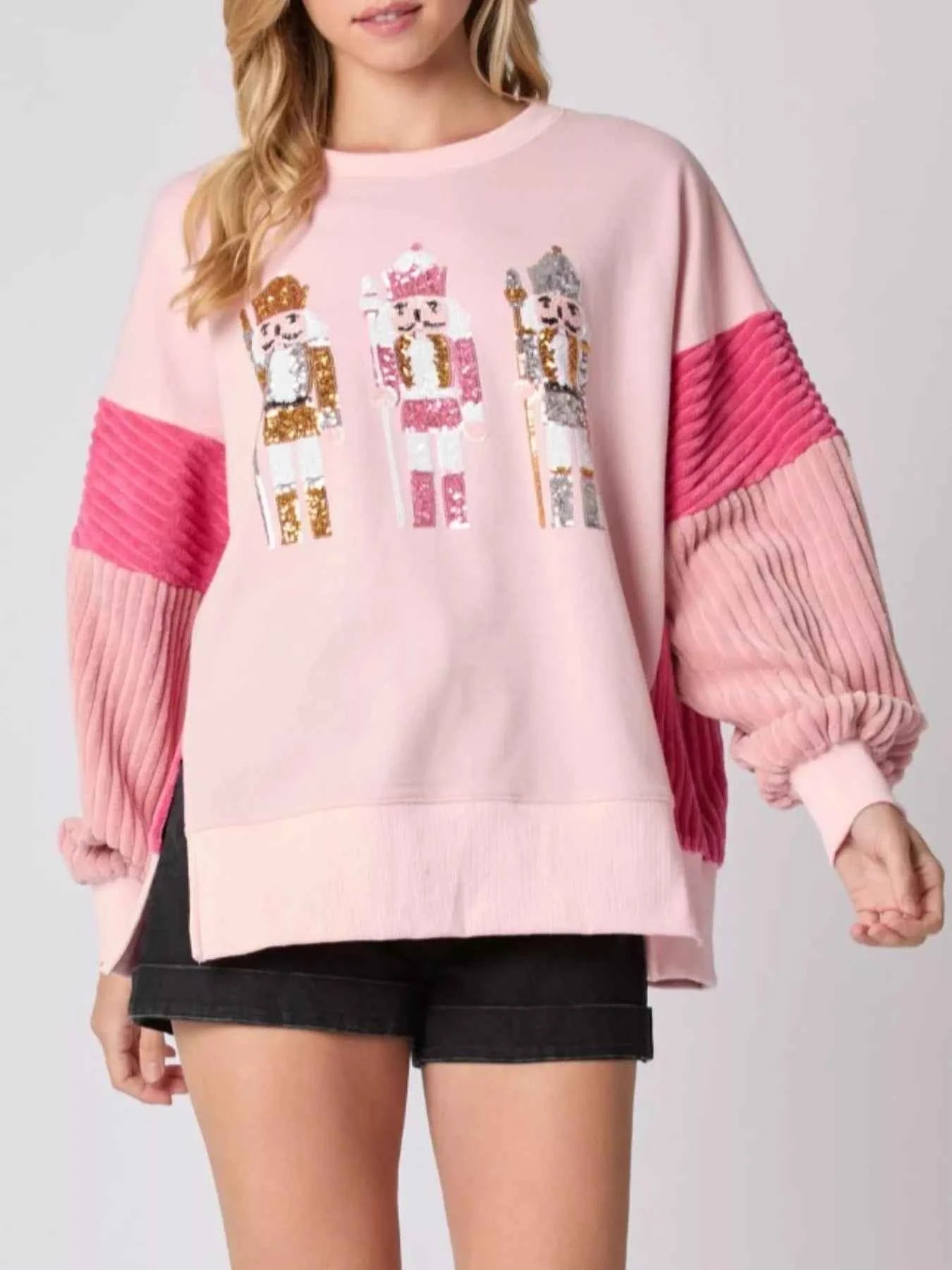 Nutcracker Long Sleeve Sweatshirt with Side Slit 0e6b145d-08b7-43f7-98b2-70b21a8aad08-Max-Origin