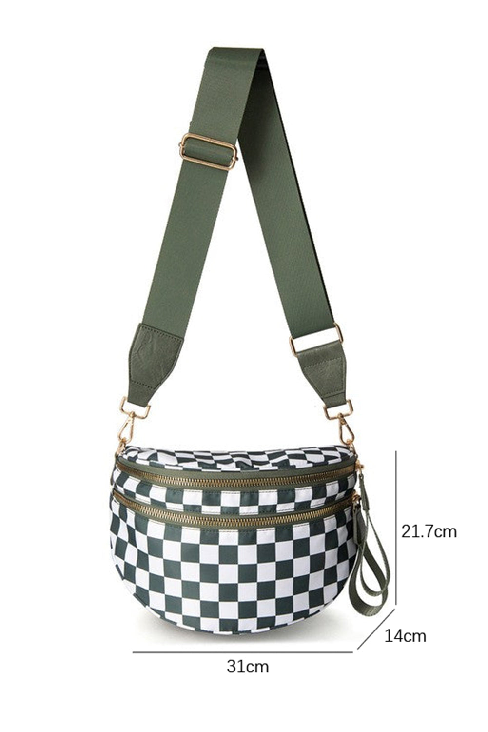 White Checkered Print Wide Strap Large Crossbody Bag 0e77f0c412a03e57