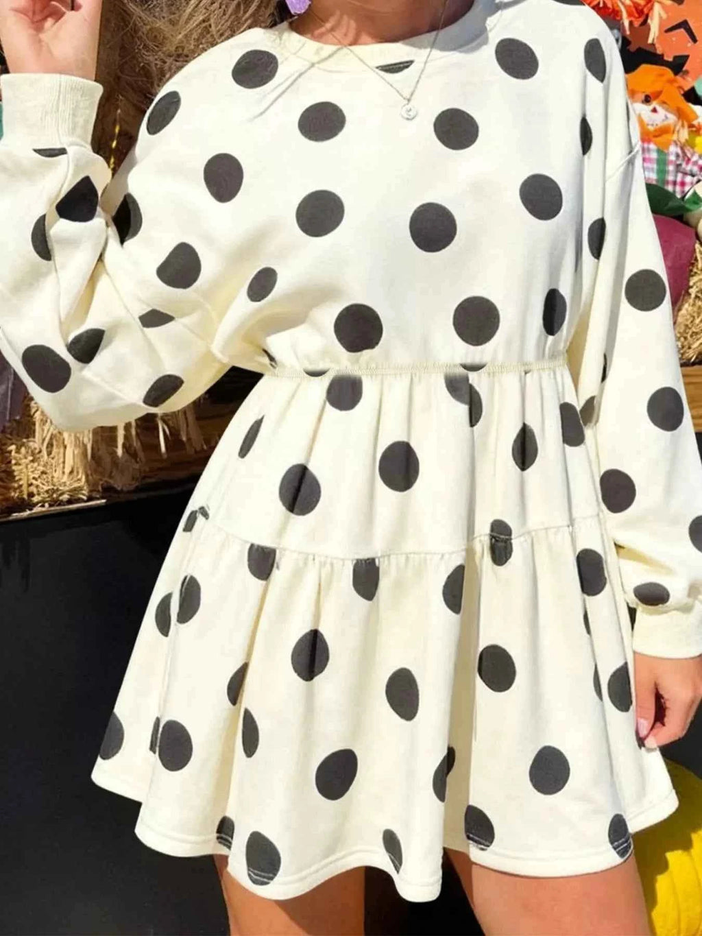 Polka Dot Tiered Mini Dress Ivory 0e92cba0-2230-4935-bb41-cc6319467658-Max-Origin