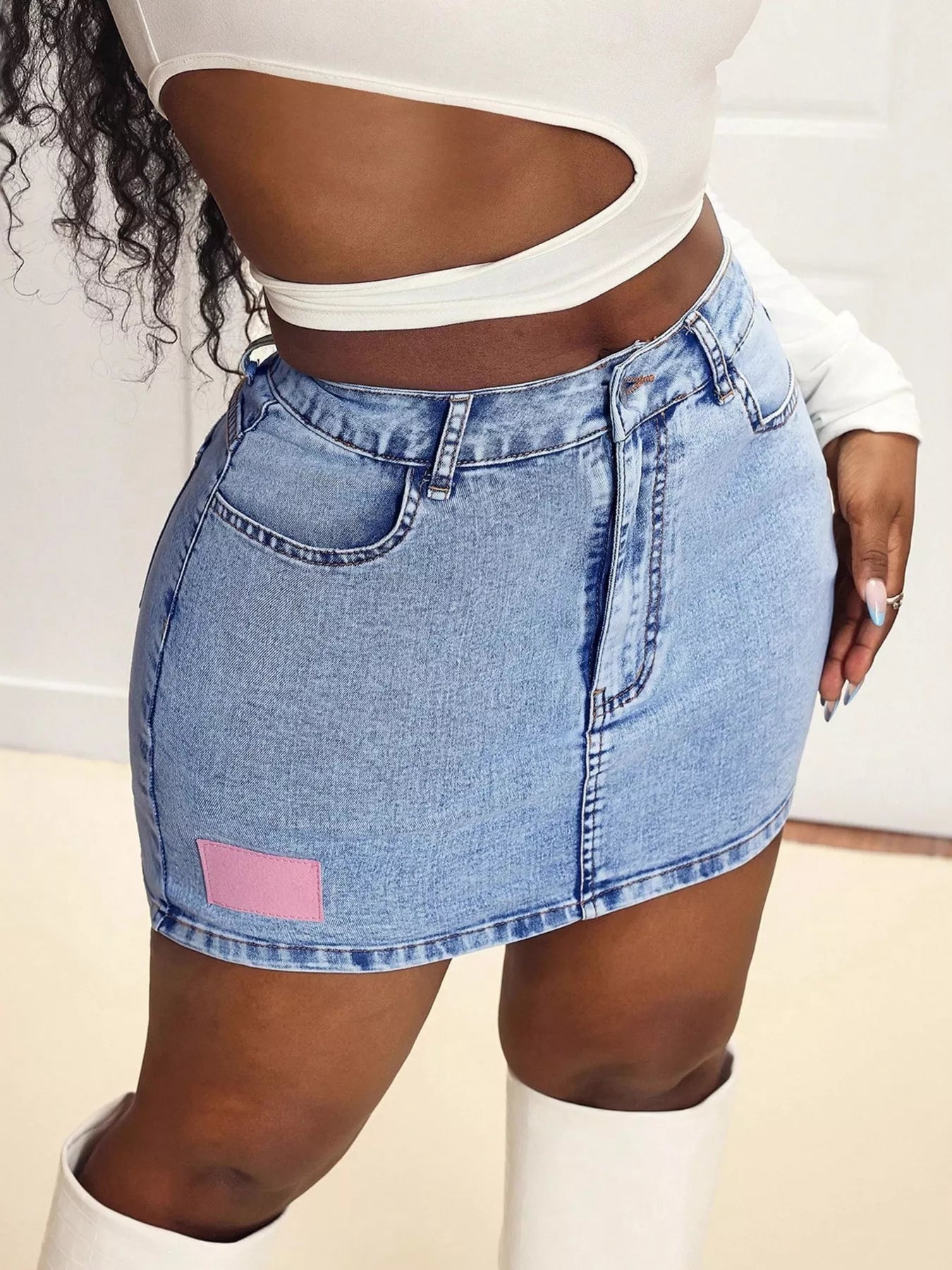 High Waist Mini Denim Skirt Blue 0e9342274aac47e6be485dd95091f52f-Max-Origin
