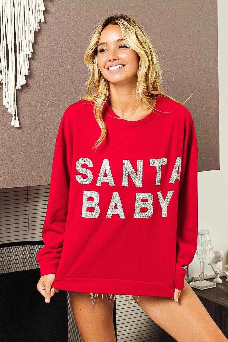 BiBi Santa Baby Lettering Christmas Sweatshirt 0ea6f3ff20db460c8688edc87aaf93e7-Max-Origin