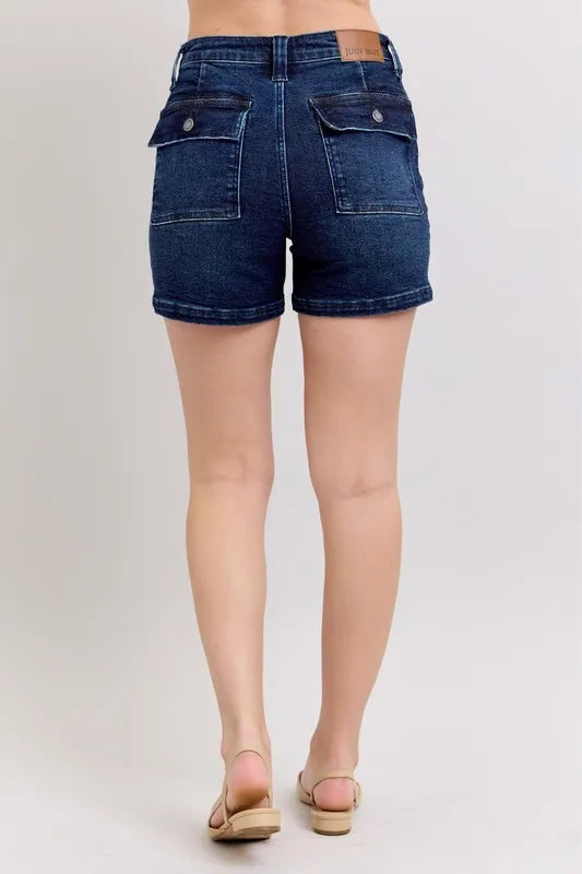 Full Size High Waist Back Flap Pocket Denim Shorts Plus Size 0ebb1ef60810450db110e8a49d88a1bf-Max-Origin