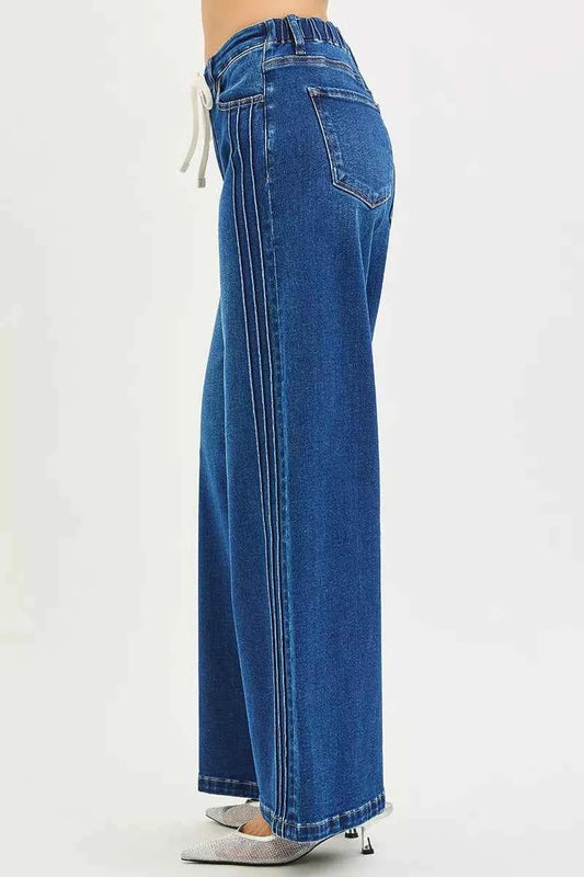 Full Size Mid Rise Wide Side Pintuck Jeans with Front Drawstring Plus Size 0ec02d7f167741b7bfe7c19050de9599-Max-Origin