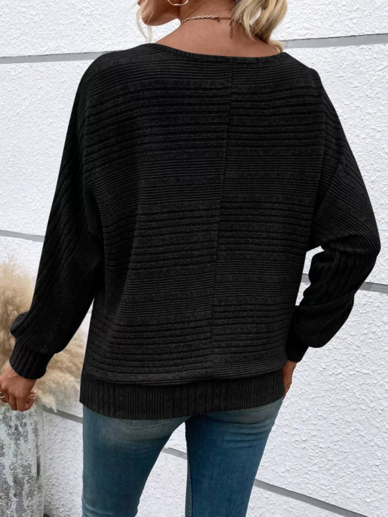 Ribbed Round Neck Long Sleeve Top 0ec38f67-b5ca-40d0-a9b9-fde78f73b30c-Max-Origin