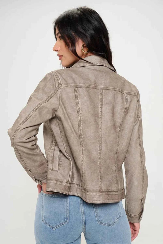Coalition LA Button Down Cargo Vegan Leather Shacket 0ec54e45-ebaf-4e25-a7f7-6171330ece46-Max