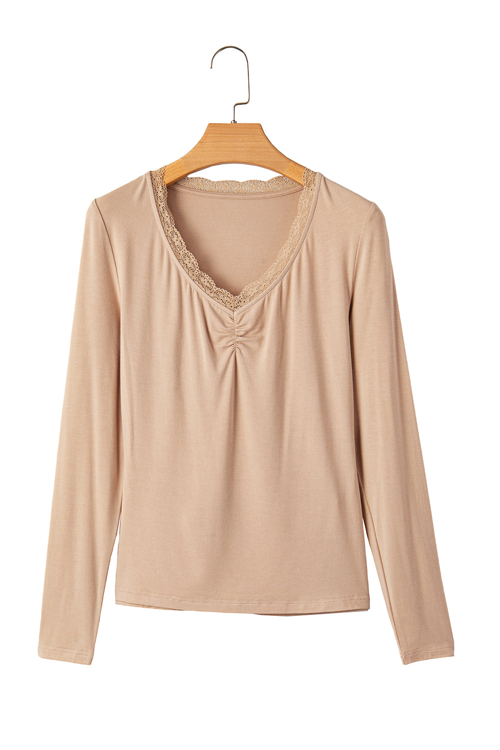 Red Dahlia Lace Sweetheart Neckline Long Sleeve Top Smoke Gray 93%Viscose+7%Elastane 0ed39cffaf22fb21
