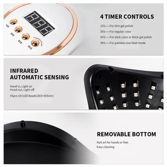 UV LED Nail Lamp,280W Nail Curing Lamps For Gel ish With Automatic Sensor 4 Timer Setting,Led Nail Dryer, Professional Nail Art Drying Tools For Fingernail And Toenail 0eda1ab7-a731-48ad-bd89-8ffea4dbafd8