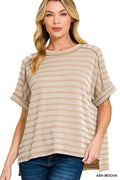 Zenana Raised Rib Striped Exposed Seam Top ASH MOCHA 0edbb682d85349e99cbffe4285c4a45e-Max-Origin