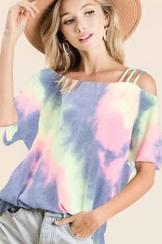 Tie Dye French Terry Strapped One Shoulder Top 0ede31b748434c5e9d462f1e629dec2d-Max-Origin