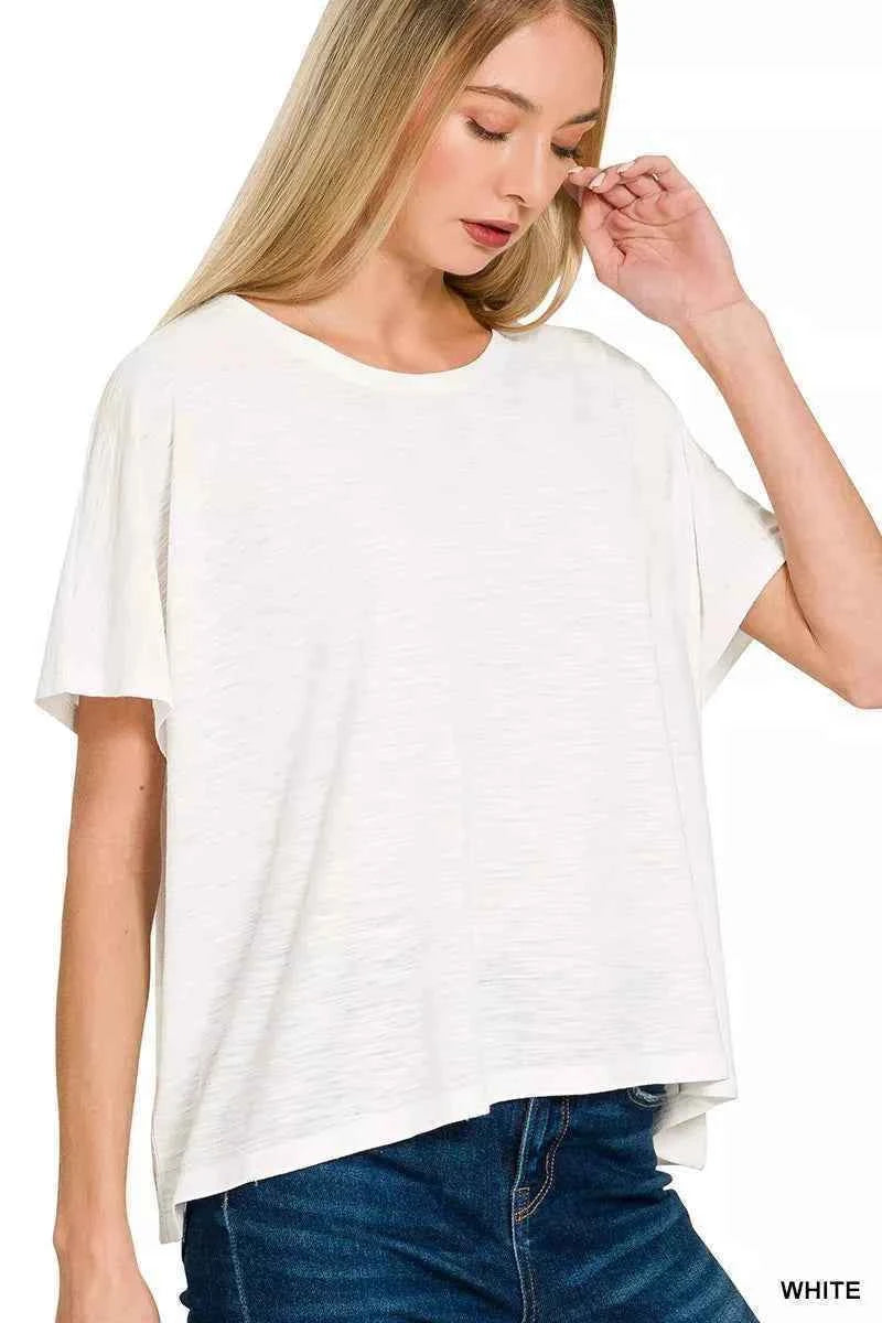 Zenana Round Neck Short Sleeve T-Shirt WHITE 0ee606d23b6c4cc4ba6aa63c98ff725a-Max-Origin