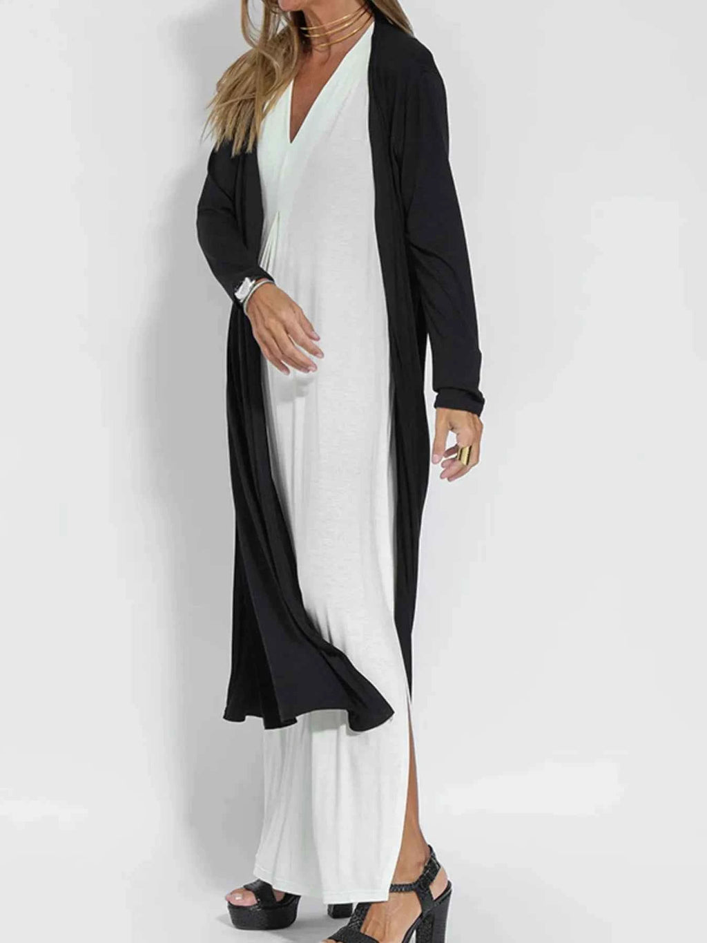 Full Size Open Front Side Slit Longline Cardigan Plus Size 0eea9c55-2b1d-4564-a218-e2f0b3d3cd7e-Max-Origin