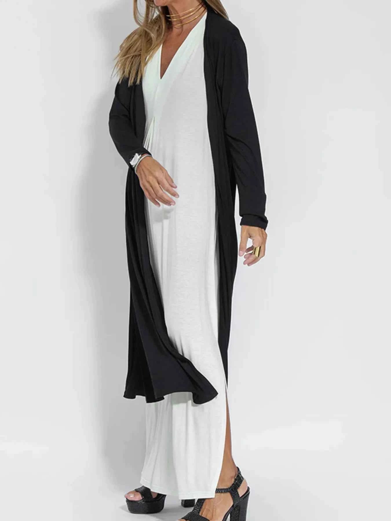 Full Size Open Front Side Slit Longline Cardigan Plus Size 0eea9c55-2b1d-4564-a218-e2f0b3d3cd7e-Max-Origin