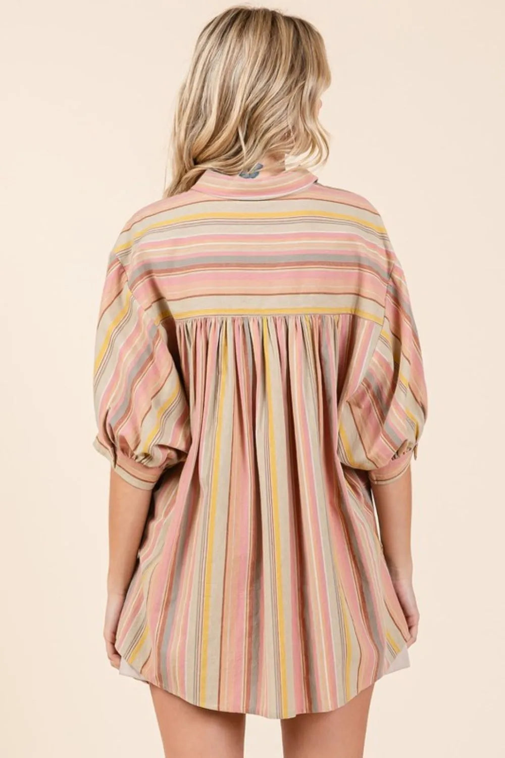 Mittoshop Striped Bubble Sleeve Button Down Shirt 0ef23129-253b-4c3f-bd2c-a0f05f50a8e3-Max