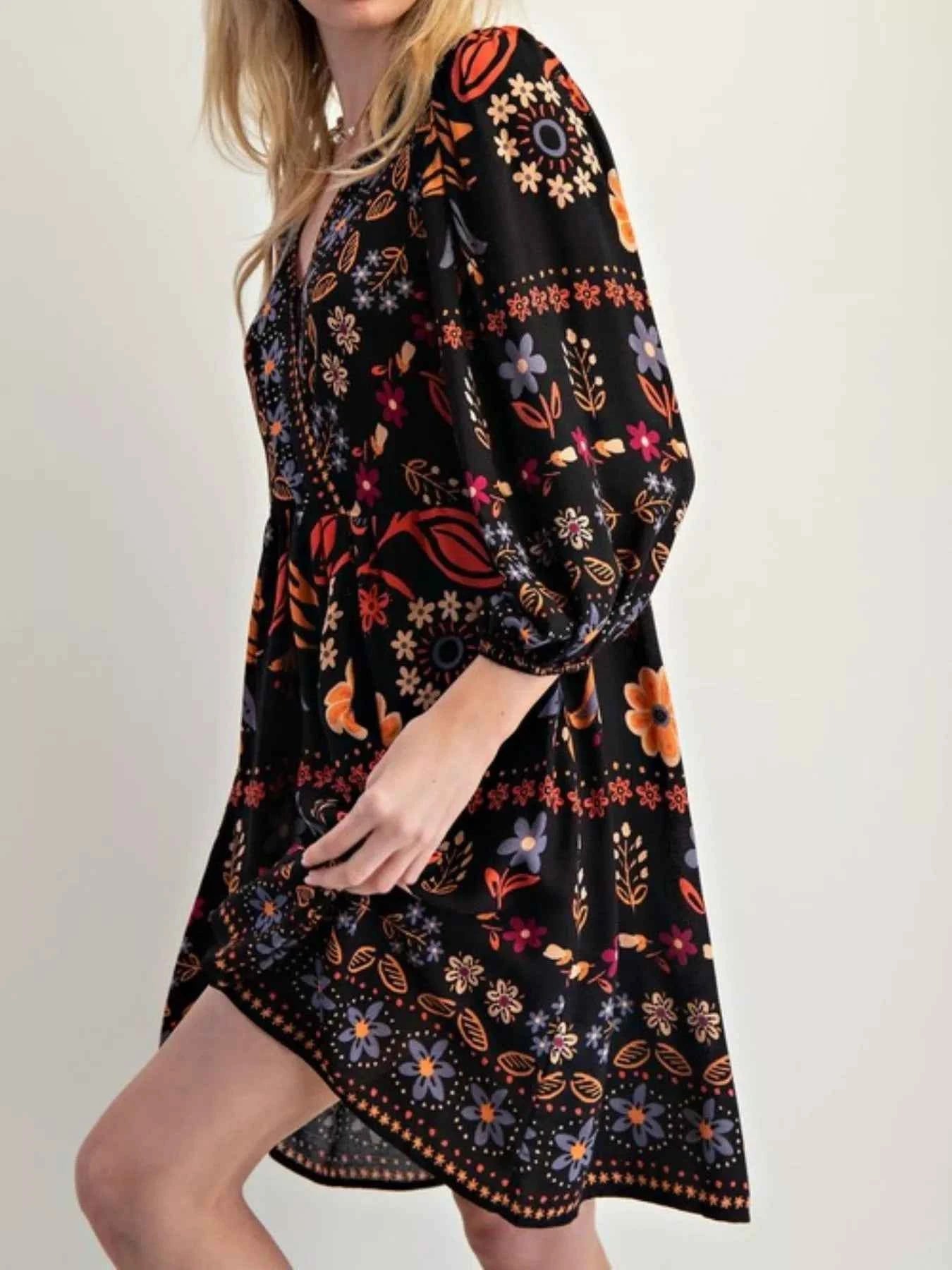 Bohemian Floral Print Long Sleeve Mini Dress 0ef7be89-2ed4-485a-8585-82fece044ddc-Max-Origin