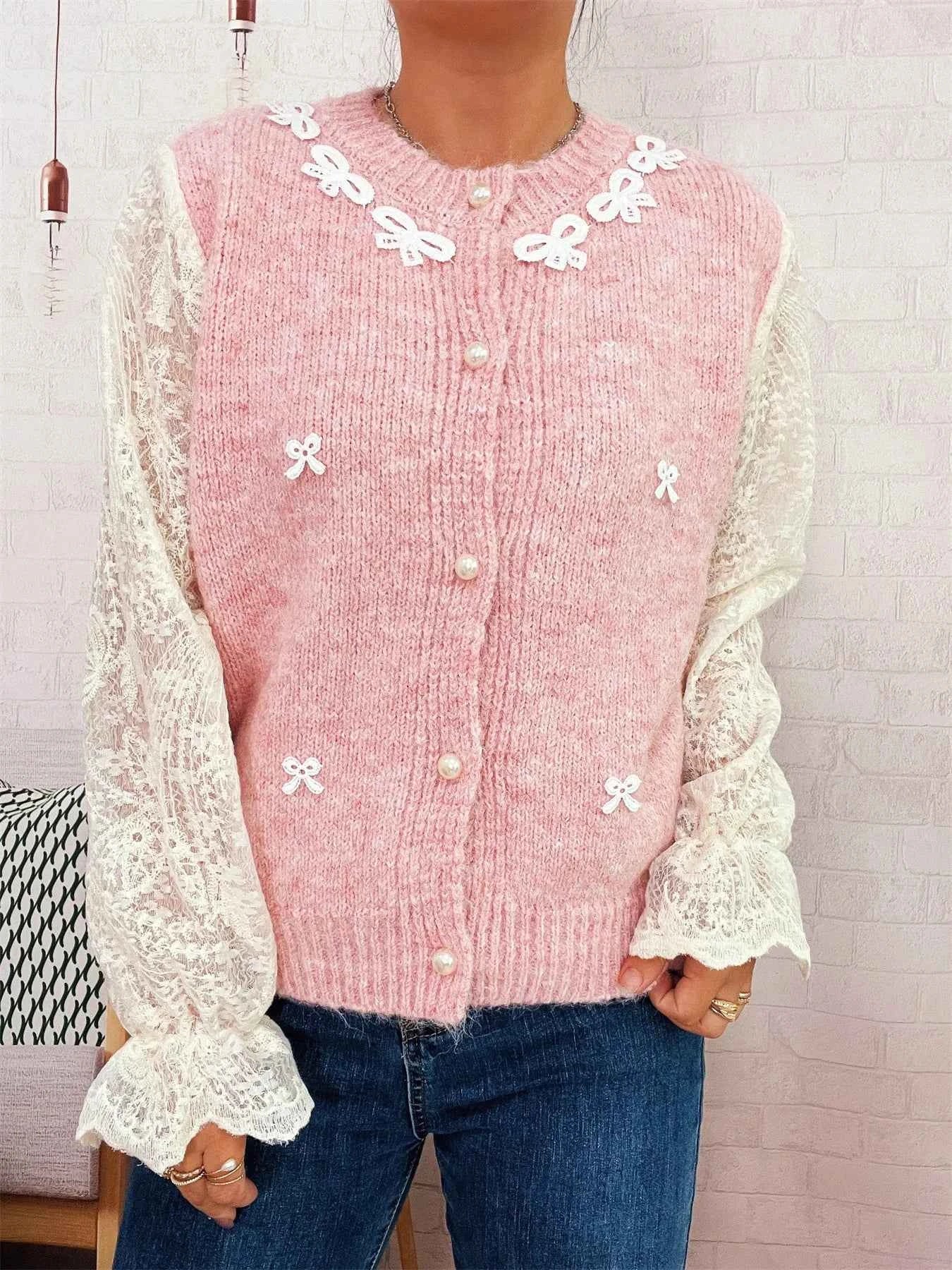Lace Sleeve Button-Up Cardigan 0efc52902c384dcabf39d04360aa41e8-Max-Origin