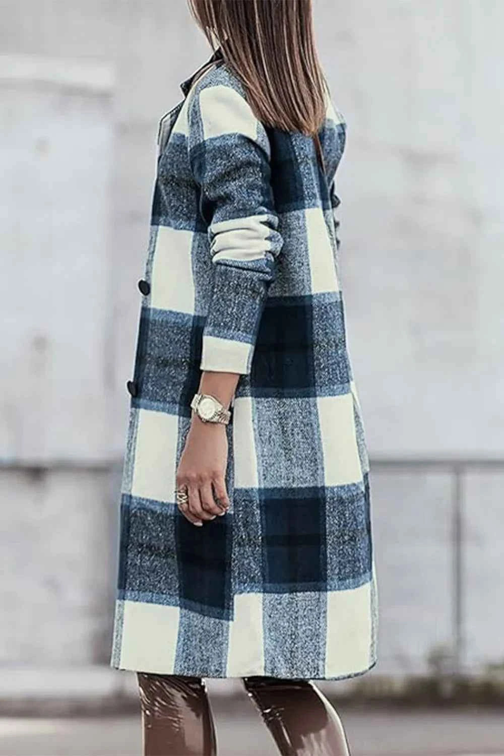 Double Take Full Size Plaid Button Up Lapel Collar Coat 0f0468e0ce574930826772954ec25182-Max
