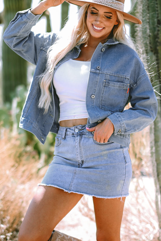 Wild Wind Washed Oversize Pocketed Denim Jacket 0f0e438c1530a68f