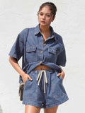 Collared Neck Button Up Top and Shorts Denim Set Medium 0f0f0cb9-29f3-41f6-8ecb-ece5dd694f73-Max