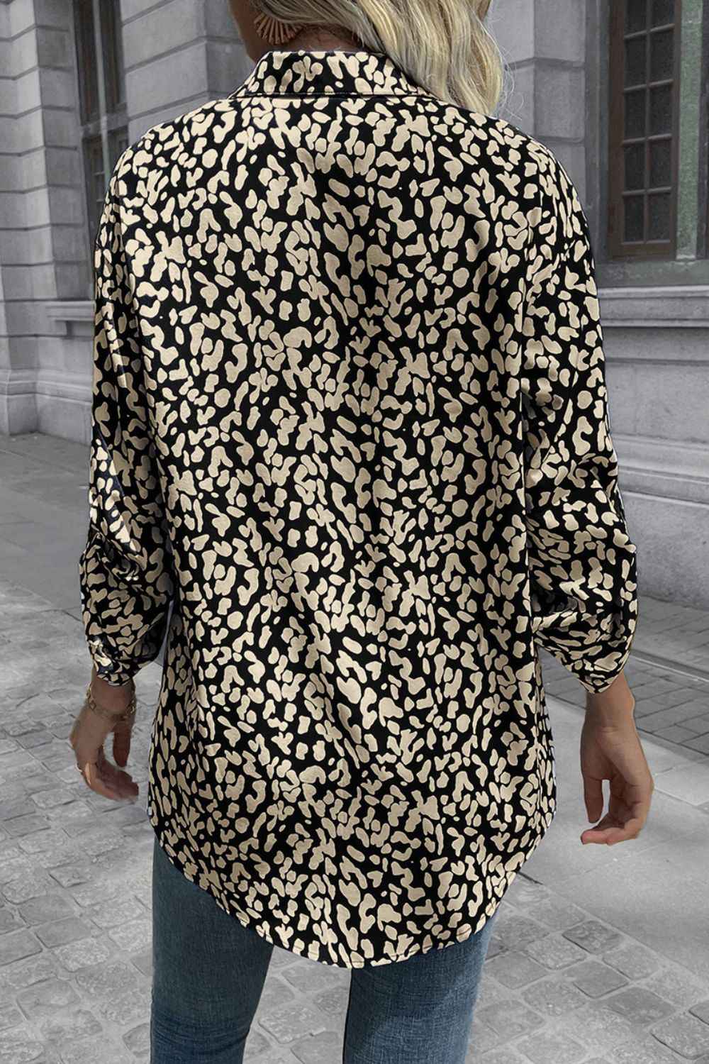 Ivy Lane Leopard Roll-Tap Sleeve Shirt 0f0fa2362c4d489a9d891eb53348ffe6-Max