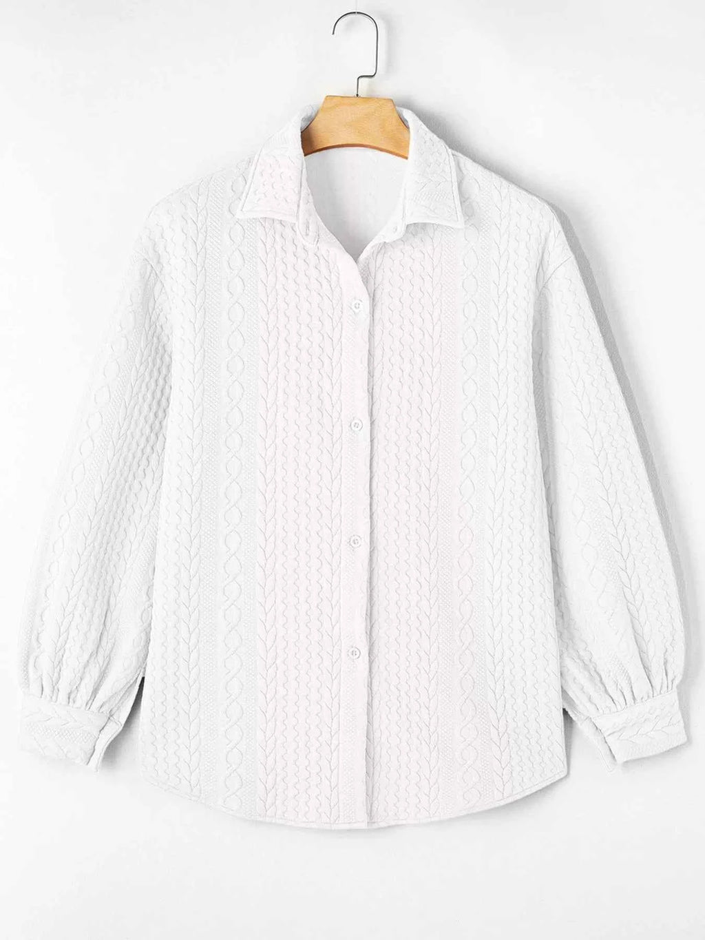 Cable Texture Puff Sleeve Loose Shacket 0f27707b-f58e-409c-9e3c-d8ce3c64abdc-Max-Origin