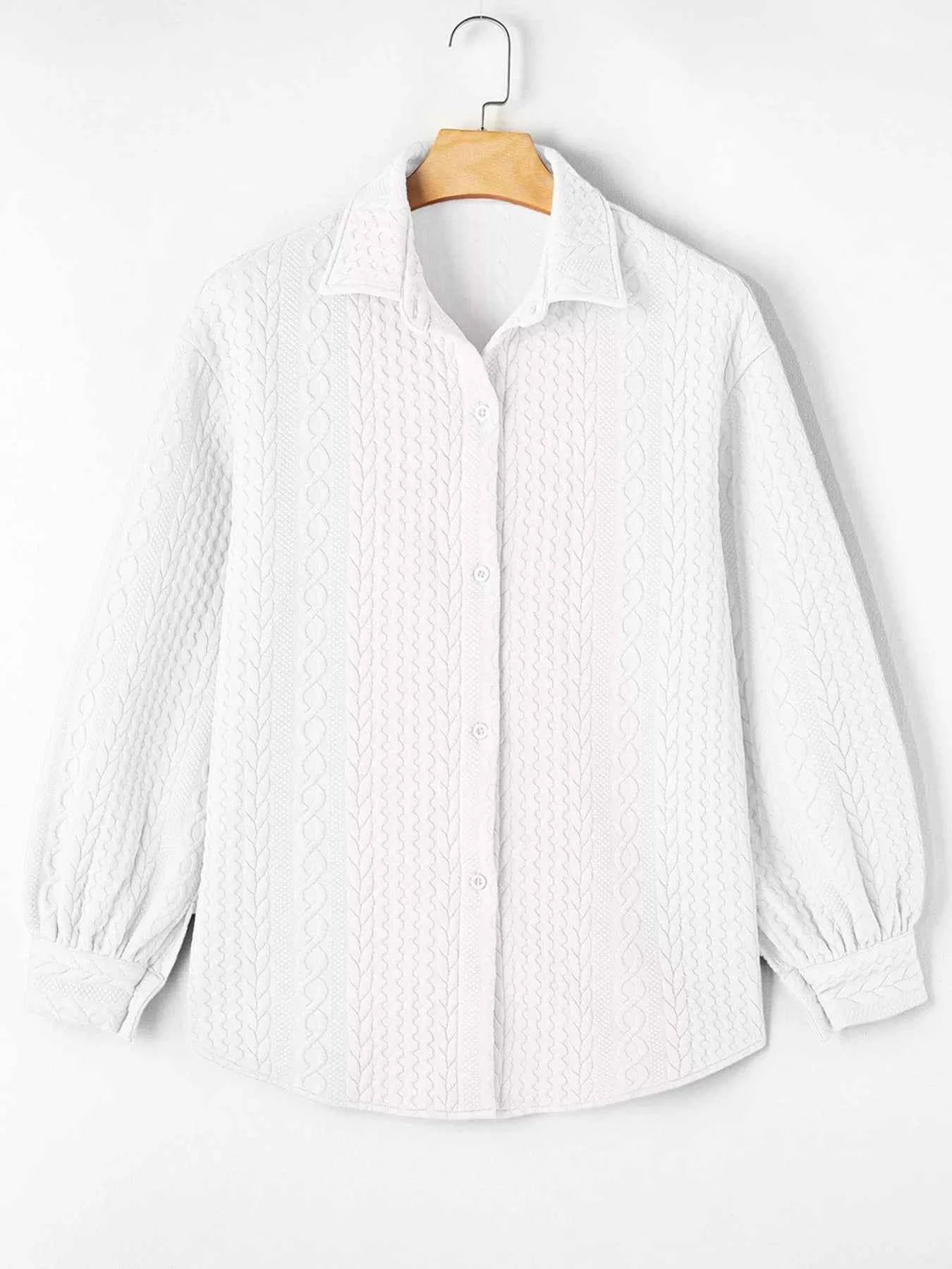 Cable Texture Puff Sleeve Loose Shacket 0f27707b-f58e-409c-9e3c-d8ce3c64abdc-Max-Origin