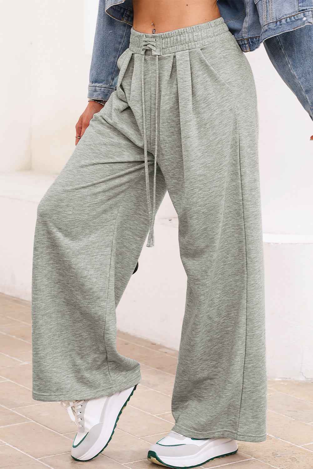 Dearlovers Black Tied Elastic High Waist Pleated Detail Solid Sweatpants 0f284a435bb56f9a