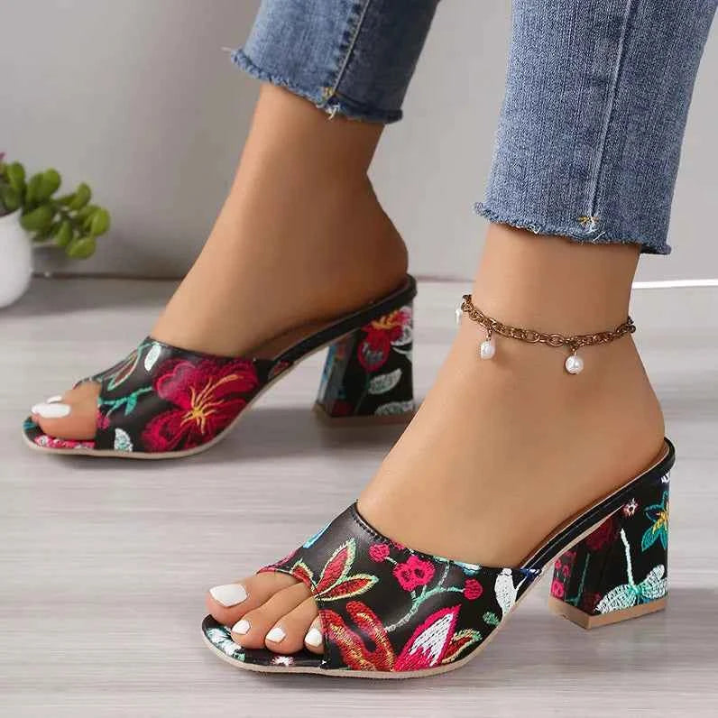 Printed Block Heels Sandals 0f2ba521-6b1e-42b5-bfa8-a8c2cc58d459-Max-Origin