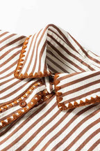 Stripe Embroidered Trim Ruffle Hem Collared Dress 0f388c52-917e-4736-a140-772aa5f27672