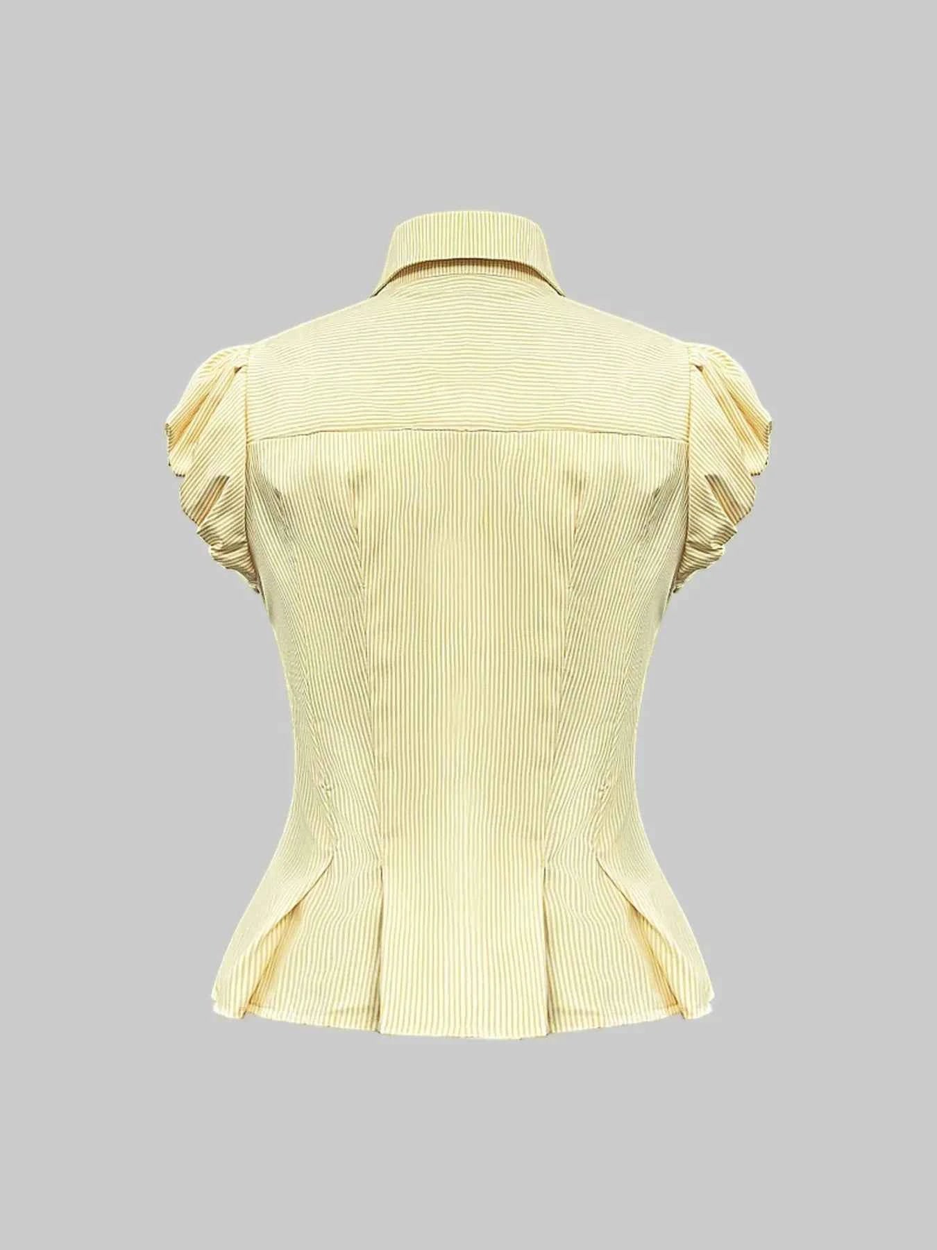Striped Puff Sleeve Button-Up Shirt 0f3a6915e25340999164635737d14ff3-Max-Origin