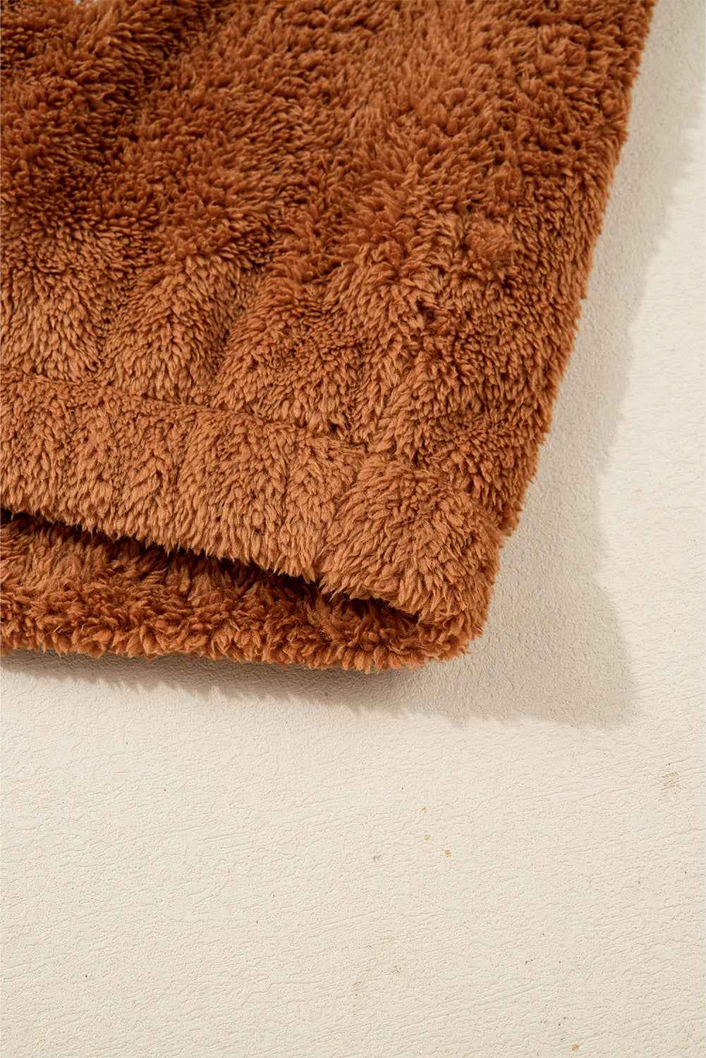 Chestnut Plush Patchwork Zipper Stand Neck Vest 0f4fc29ebb83b435