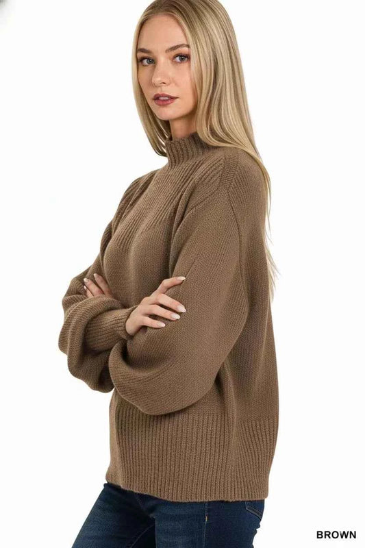 Balloon Sleeve Mock Neck Sweater 0f541d0c-7ebf-4810-82ba-1a46cf553481-Max-Origin