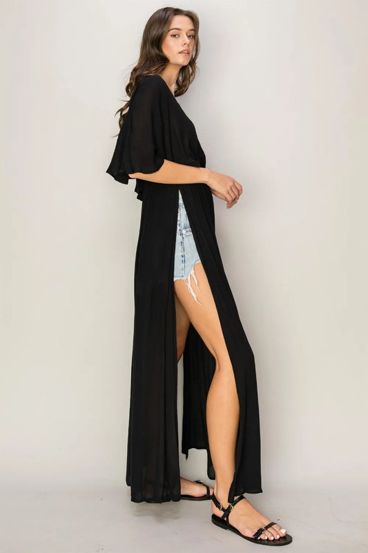 Tie Back Maxi Split Cover Up Dress 0f69253a-8fe0-4c61-9659-df198fb3d435-Max