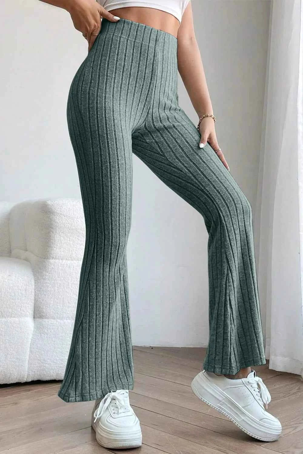 Basic Bae Full Size Ribbed High Waist Flare Pants 0f737ff4-9ada-4f05-b657-38ebeb5fd5c1-Max