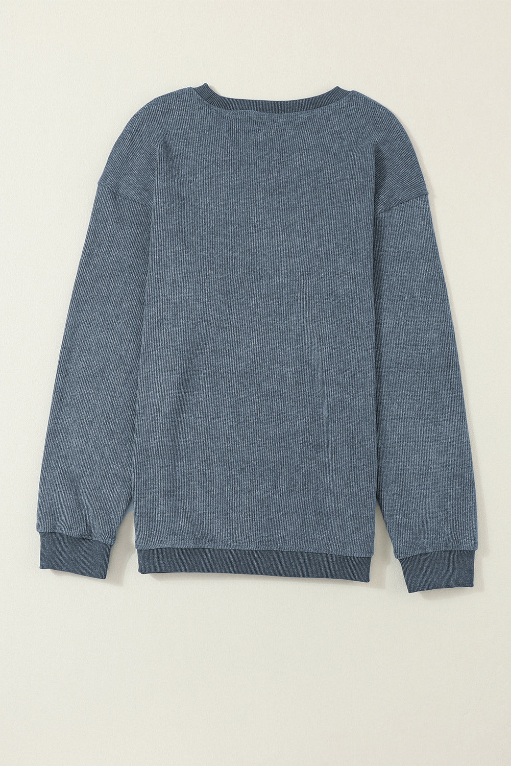 Green Ribbed Round Neck Drop Sleeve Pullover Sweatshirt 0f8305f0c52588ea