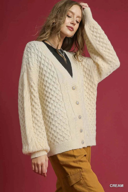 Cable Knit Pearl Button Cardigan 0f83adb0-e14a-42c3-b70e-42bd61eb2b16-Max-Origin
