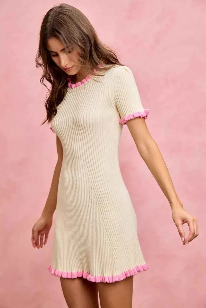Contrast Ruffled Sweater Knit Mini Dress 0f89d916c0be4837be7e79ed69809343-Max-Origin