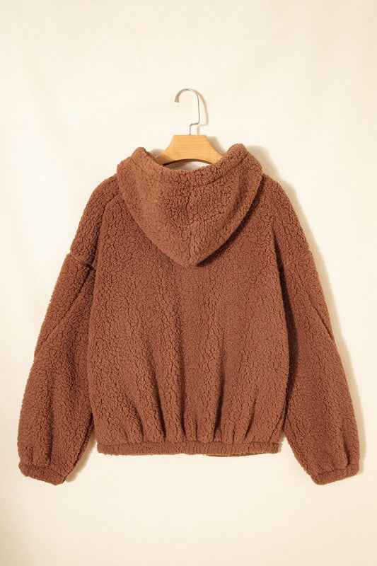 Solid Sherpa Fleece Zip Up Hooded Jacket 0f8bc5b1-224d-4d90-9933-5d4214def294