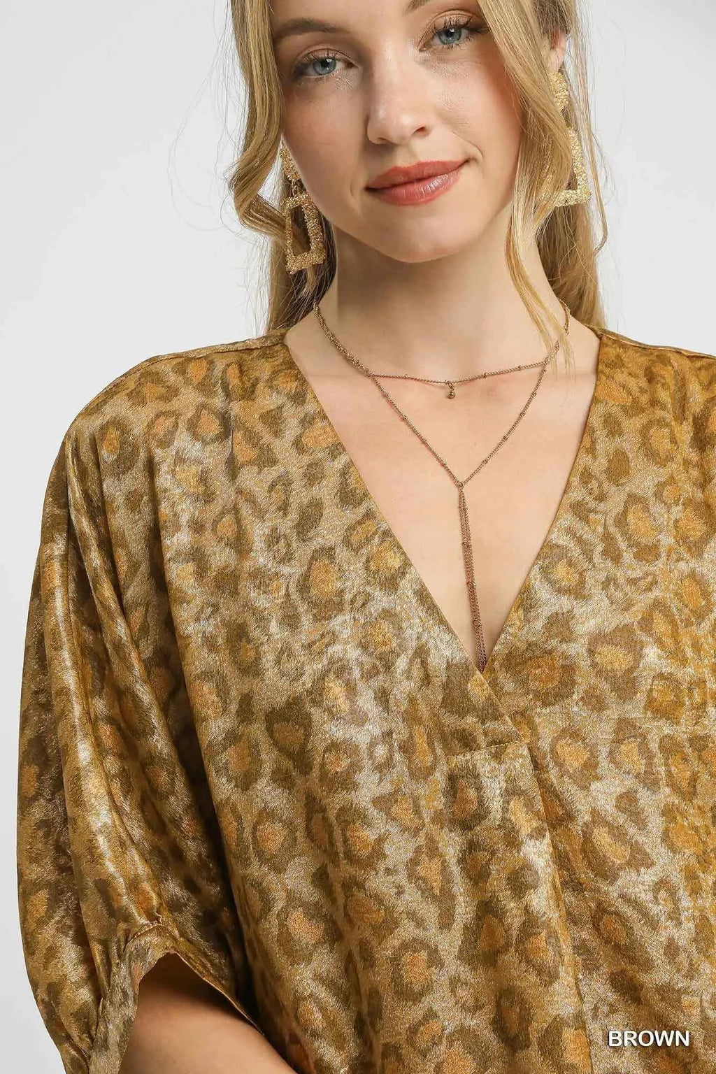 Umgee Metallic Leopard Print V-Neck Kimono Dress 0f99d8ae-7136-4991-b015-8776298cf970-Max-Origin