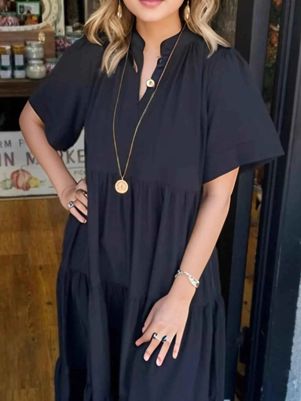 Short Sleeve Tiered Midi Shirt Dress 0fa32929-d131-41a6-b8c7-7851252f7dcc-Max-Origin