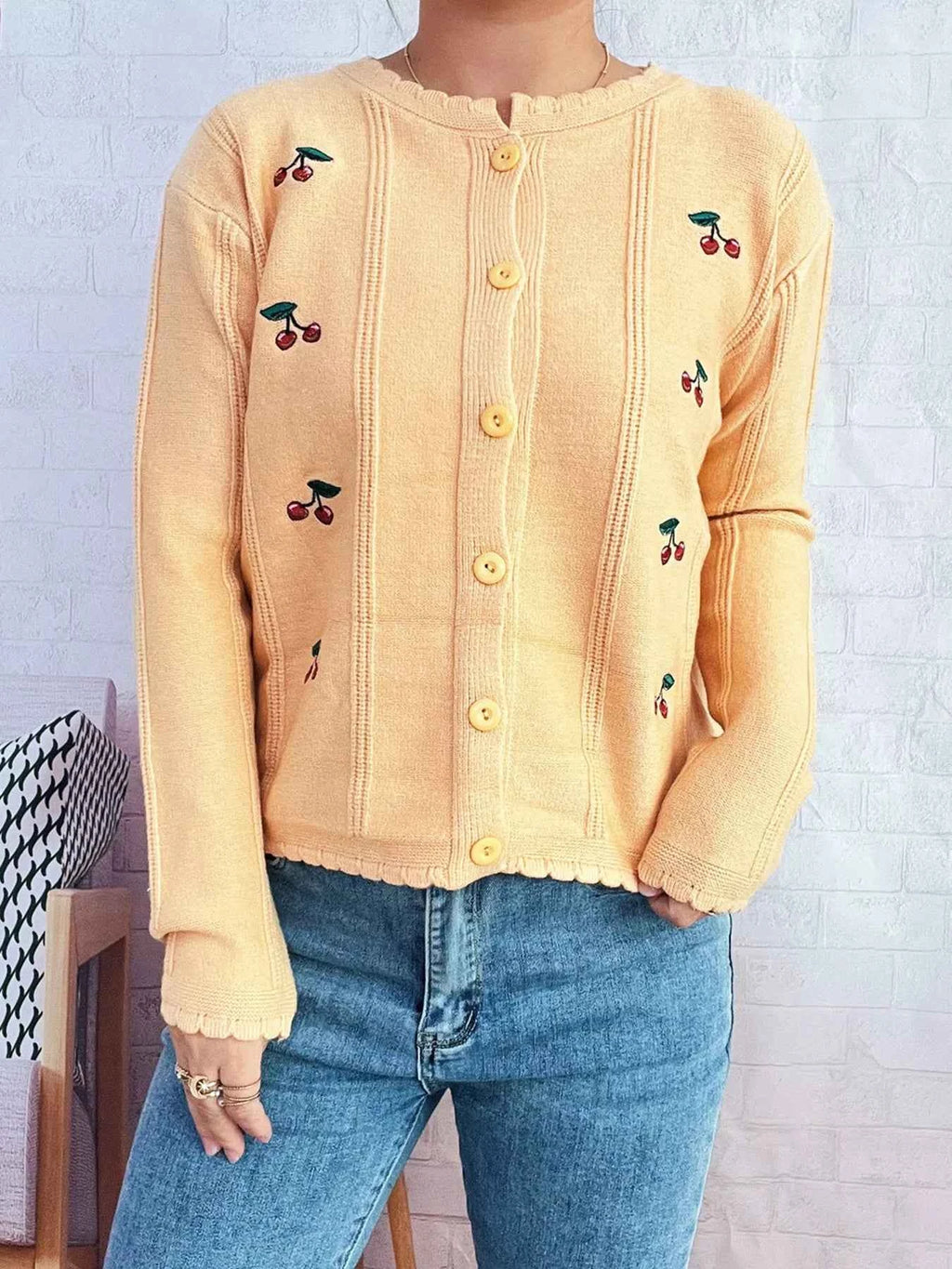 Cherry Embroidered Button Up Cardigan 0fa85b3e94bf486181ed2b3431becd94-Max-Origin