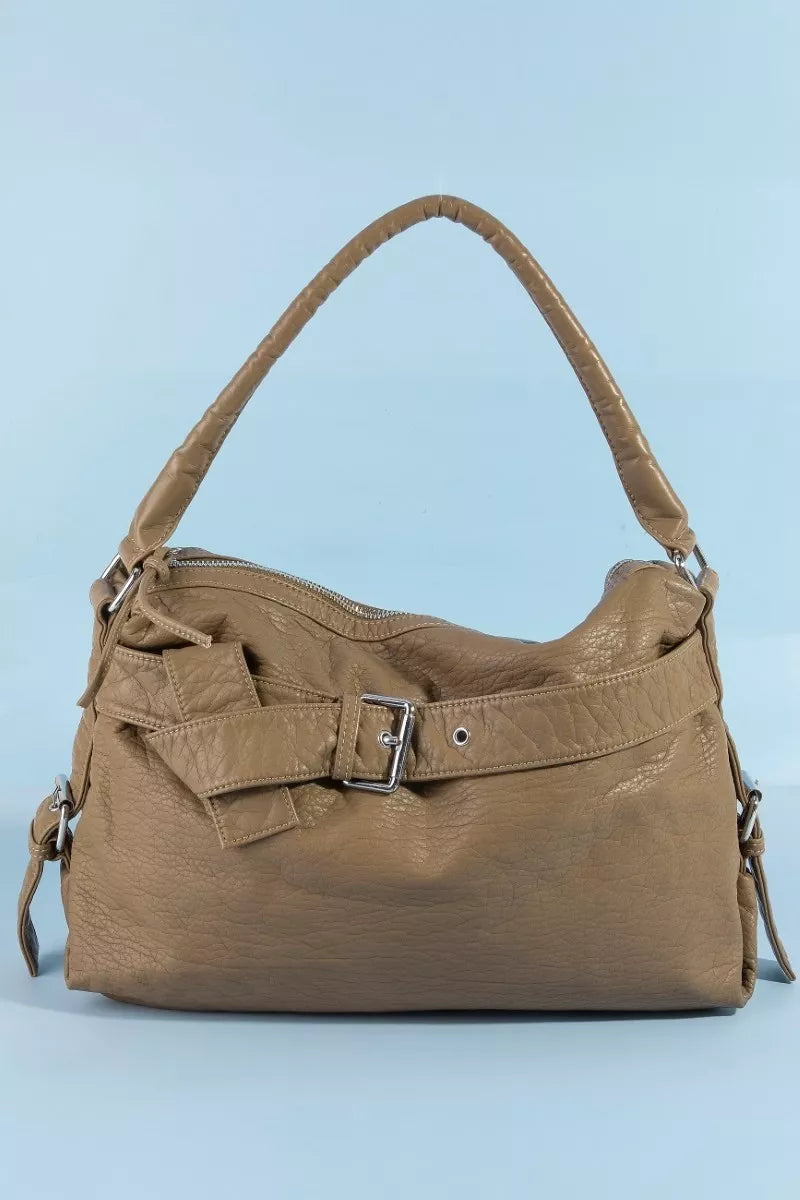 Fame Buckle Strap Detail Leather Handbag BR one size 0fb3adc673a441ba84ccb73170608833-Max-Origin