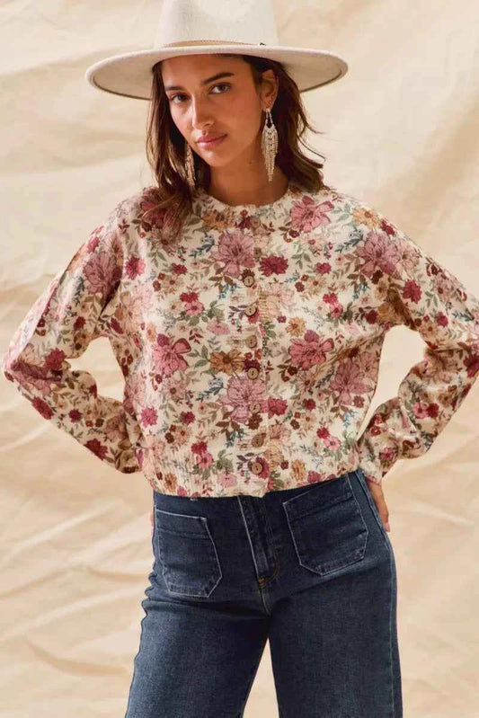 SO ME Floral Print Button Front Sweater Cardigan CLAY ROSE 0fb67fea27284738a588d44c6d14a25c-Max-Origin