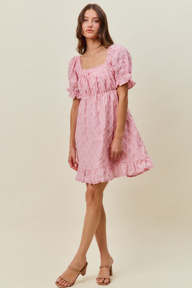 SO ME Texture Woven Ruching On Bust Mini Dress 0fccaac15f444e44920bf9c360c16001-Max