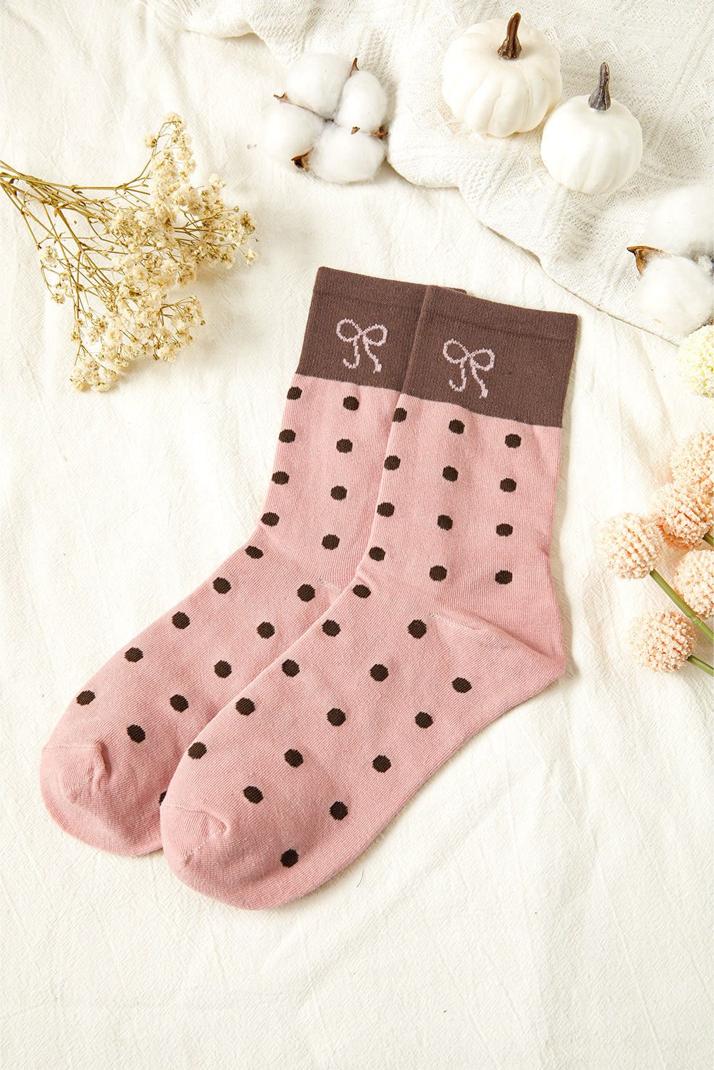 Blossom Bow Polka Dot Colorblock Socks Blossom ONE SIZE cotton 0fe46990e738857c